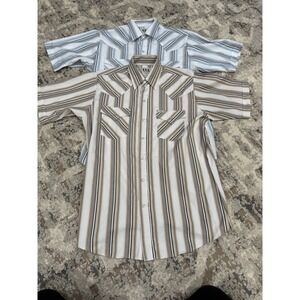 Eli Cattleman Pearl Snap Short Sleeve Men's Western Shirt M Lot of 2 Used Rodeo